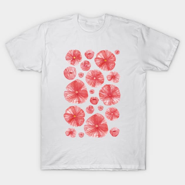 Poppies Watercolor Flower Art T-Shirt by NicSquirrell